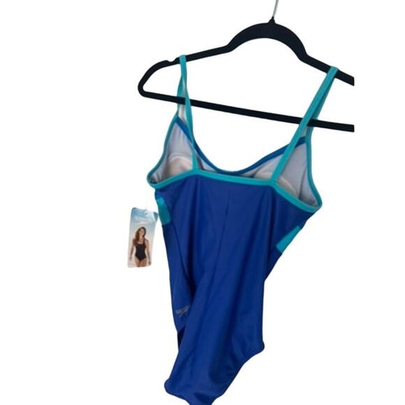 Women’s 6 NWT Speedo Blue One Piece Swimsuit Atlantic Blue Crossback - Picture 3 of 5